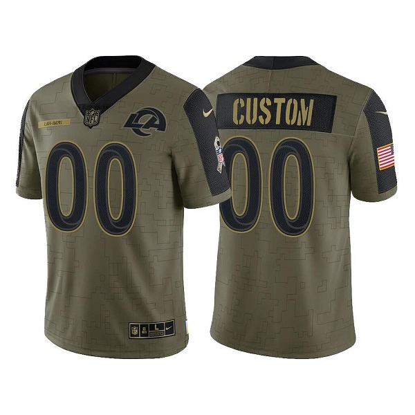 Men's Los Angeles Rams ACTIVE PLAYER Custom 2021 Olive Salute To Service Limited Stitched Jersey